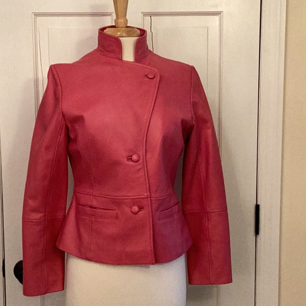 Sue Bristol Size 8 Pink Leather Jacket.